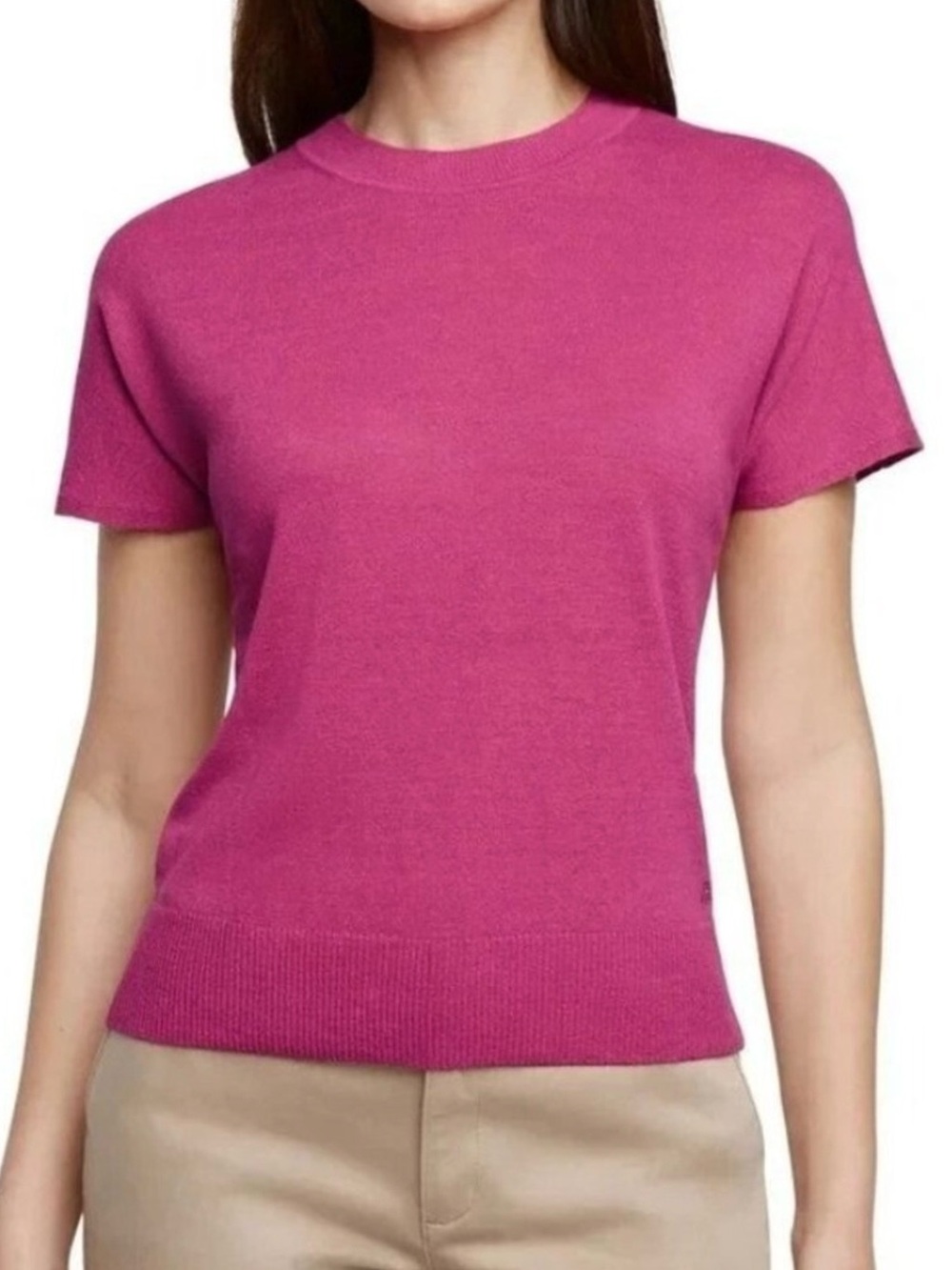Banana Republic Linen Blend Short Sleeve Dolman Sweater Magenta Pink M
